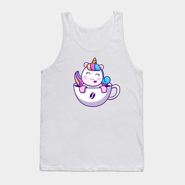 Cute Unicorn In Cup Coffee Tank Top by Catalyst Labs